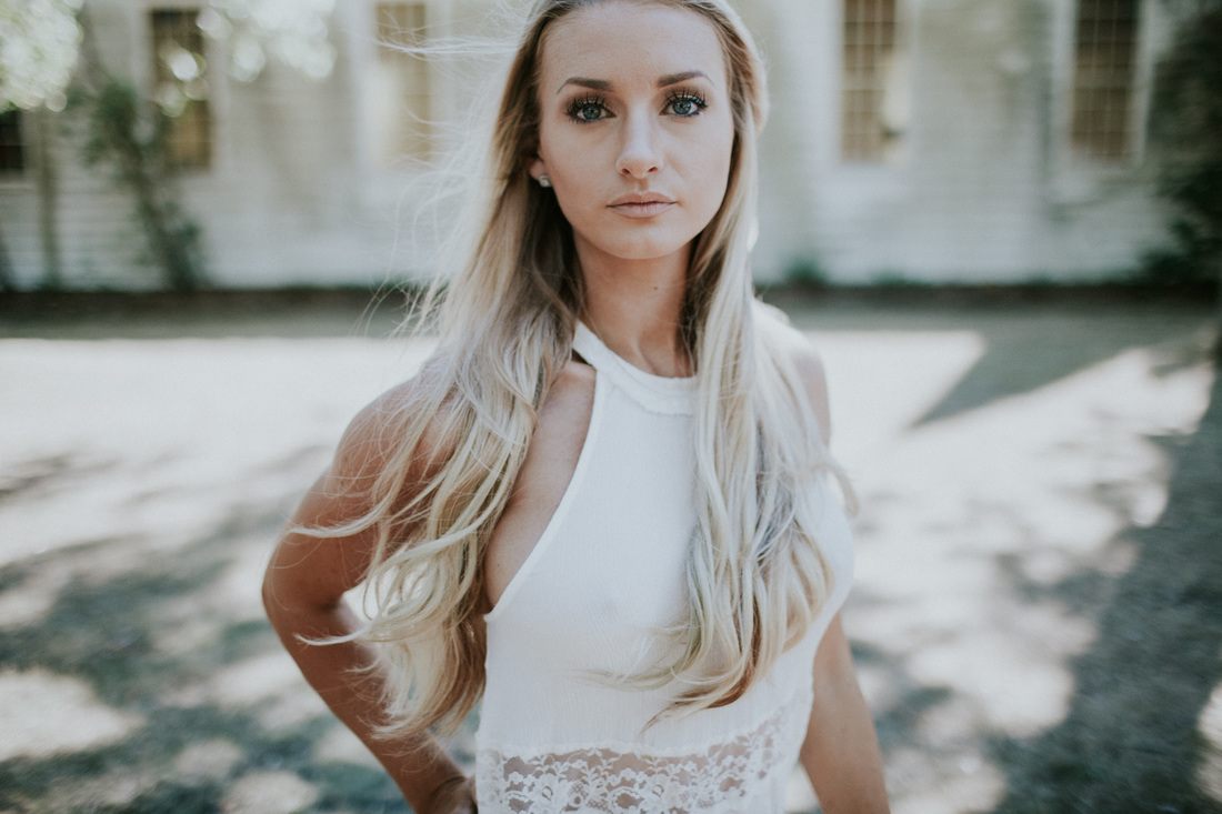 Model wearing a boho Free People outfit for social media content