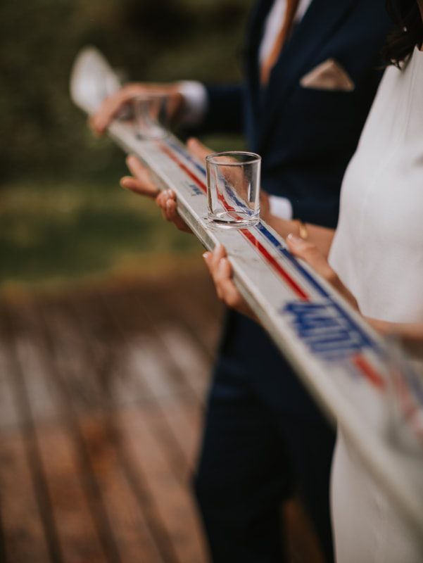Close-up of the couple's wedding rings during their Index, WA elopement