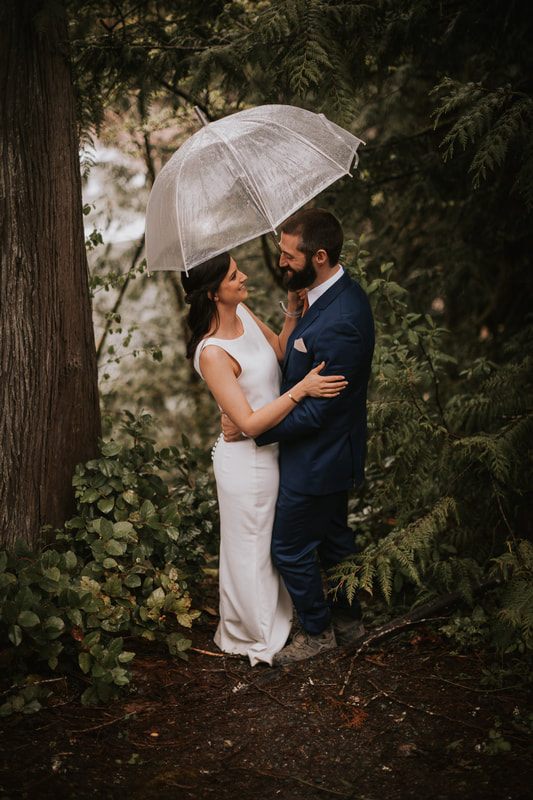 Couple sharing a first look moment at their Washington elopement