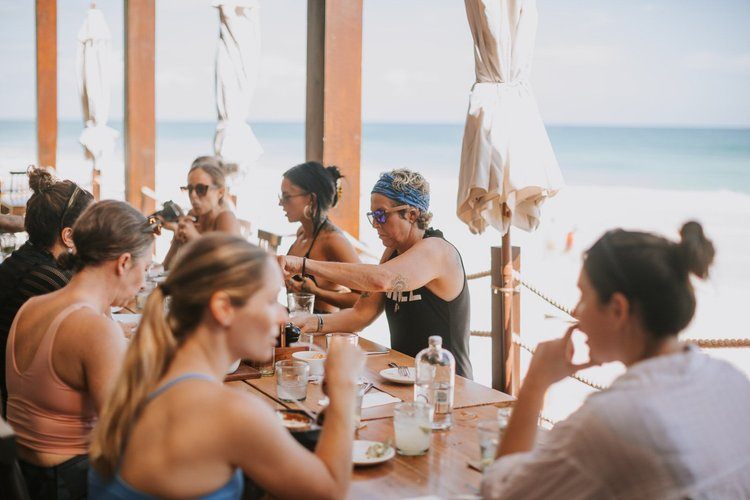 Swimming with sea turtles on a Tulum women's retreat