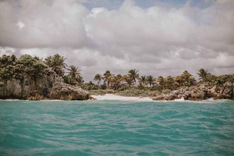 Palm-lined beach on Mexico's Riviera Maya