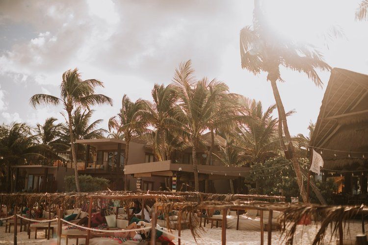 Jumping into the ocean in Tulum Mexico