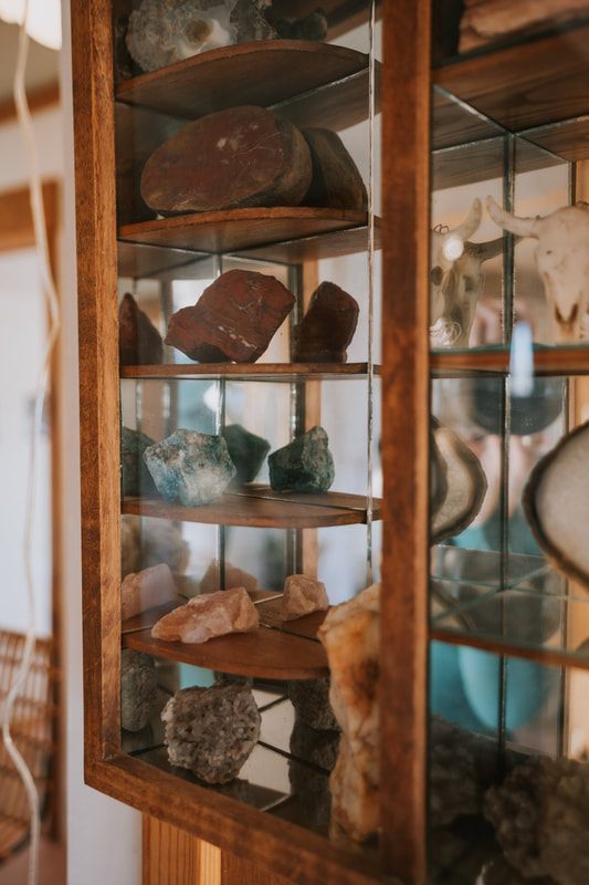 Stained glass studio inside the Joshua Tree desert property