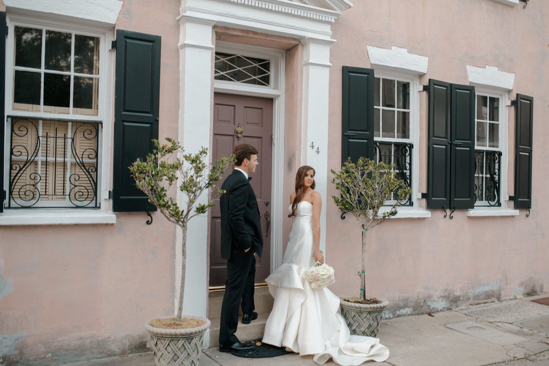 Wedding ceremony moment as Tyler and Emily exchange vows in Charleston