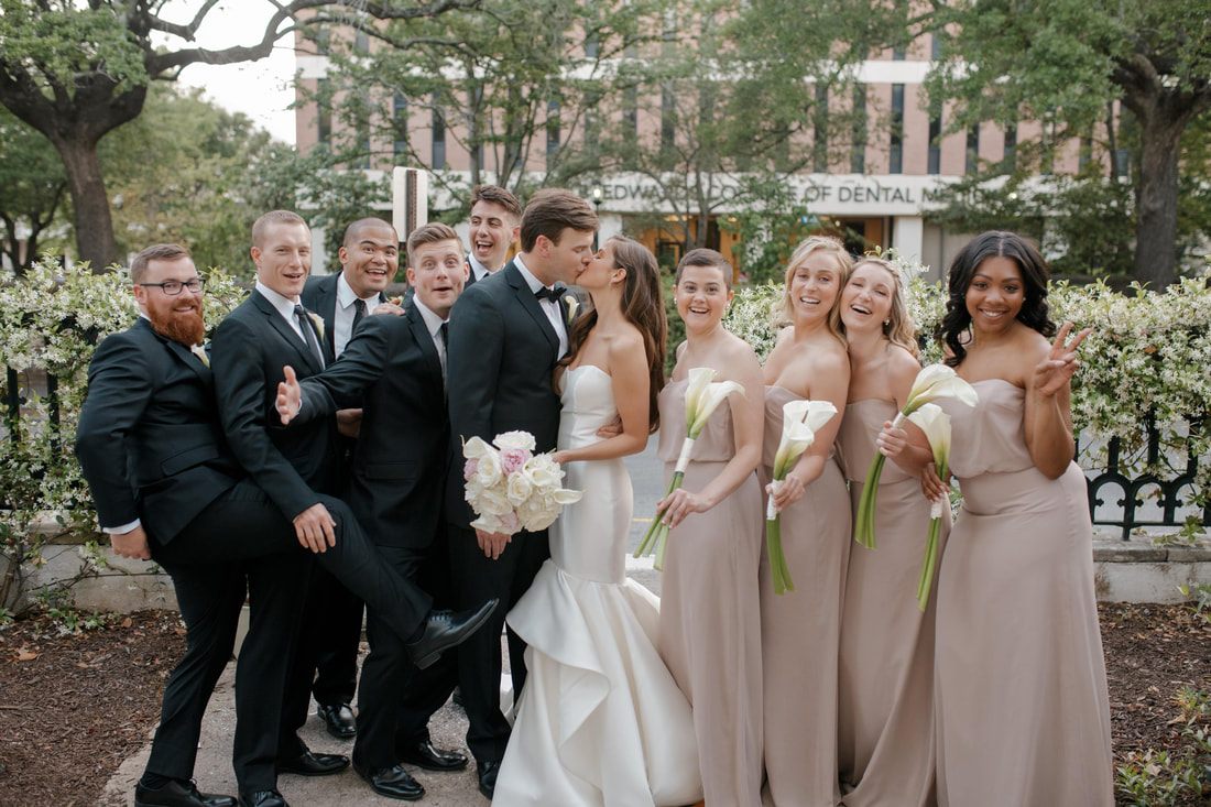 Tyler and Emily sharing a first look moment on their Charleston wedding day