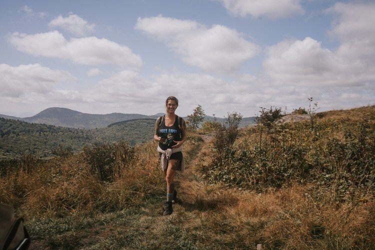 Asheville women's retreat group hiking in the Blue Ridge Mountains