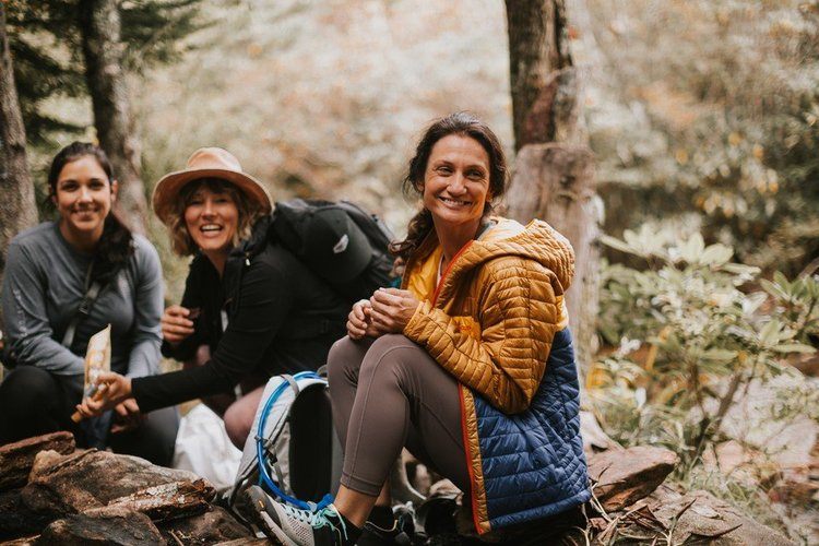 Campfire cooking at the Asheville women's retreat