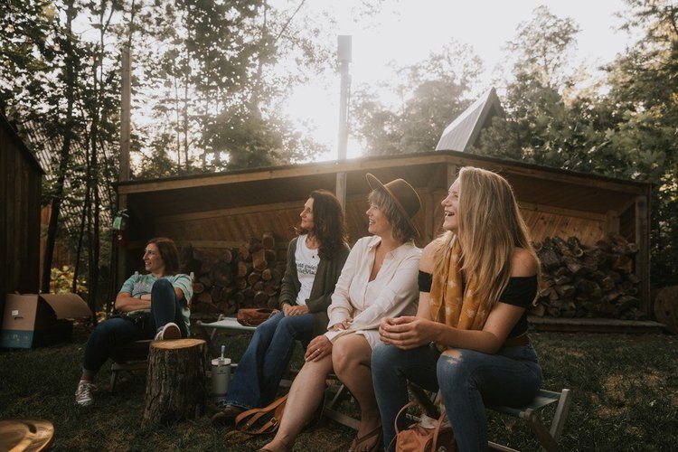 Asheville women's retreat group hiking in the Blue Ridge Mountains