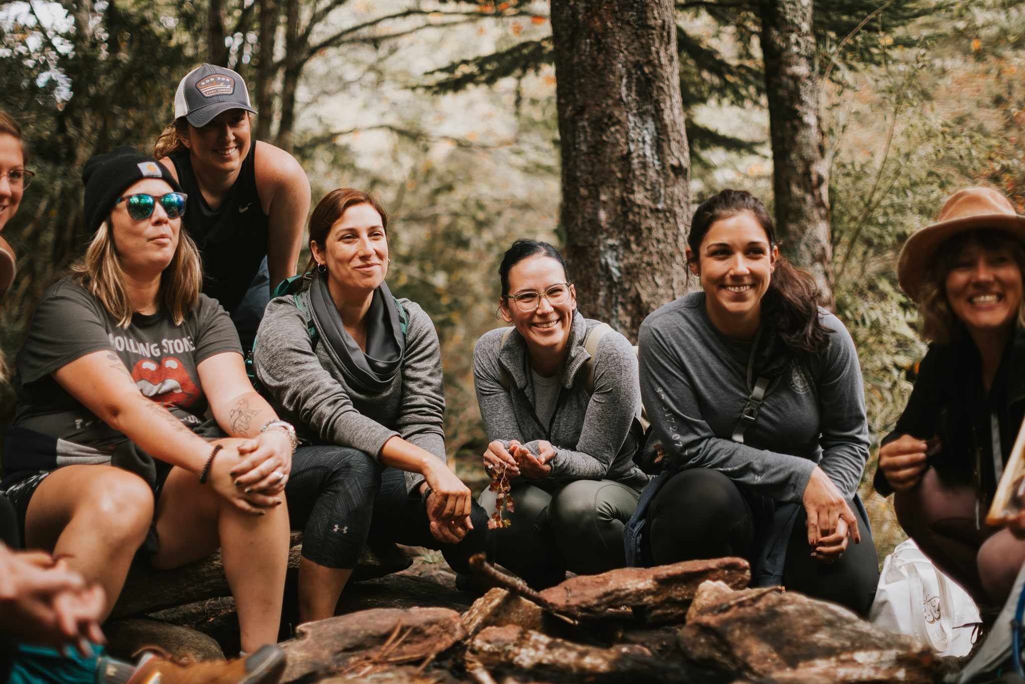 Campfire cooking at the Asheville women's retreat