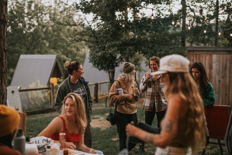 Campfire cooking at the Asheville women's retreat