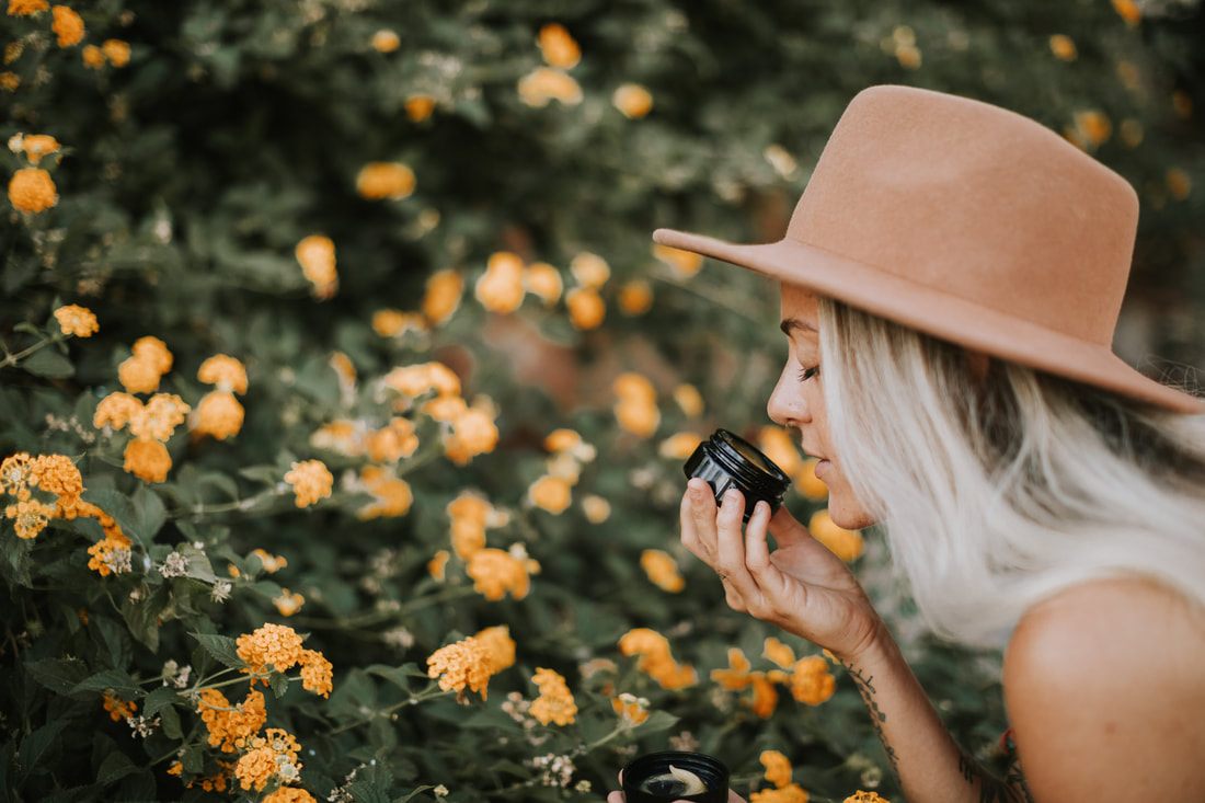 Botanical ingredient styling alongside Creation Skin Sanctuary skincare products.