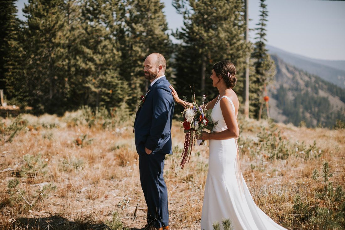 Bride and groom's first dance under the Montana summer sky