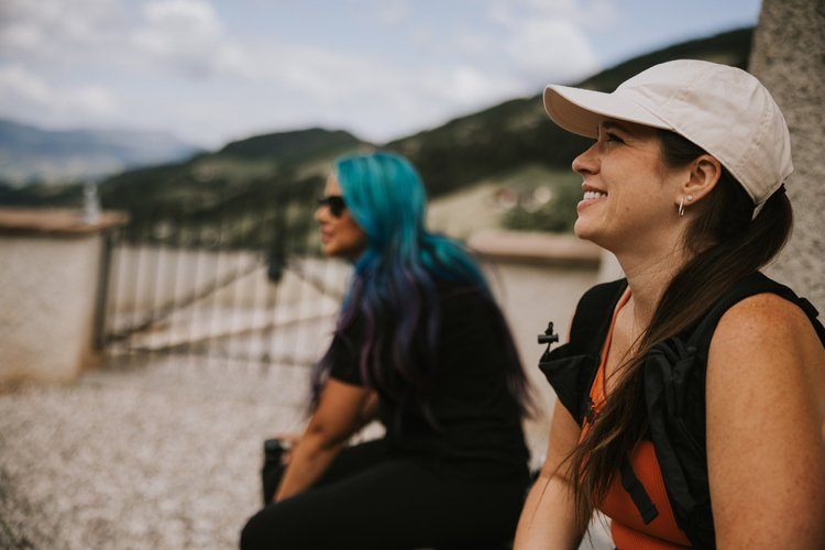 Mountain hut with beer and cheese on a Dolomites women's retreat