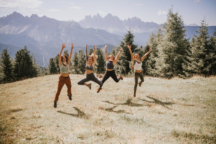 Mountain hut with beer and cheese on a Dolomites women's retreat