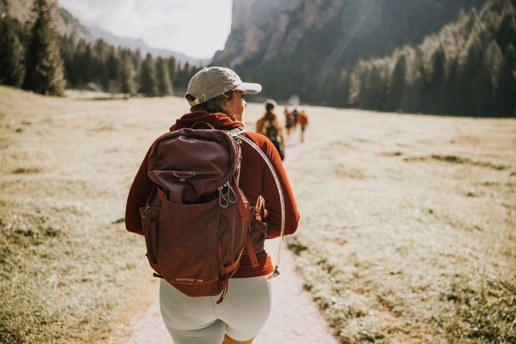 Dolomites women's retreat group hiking the Seceda ridgeline