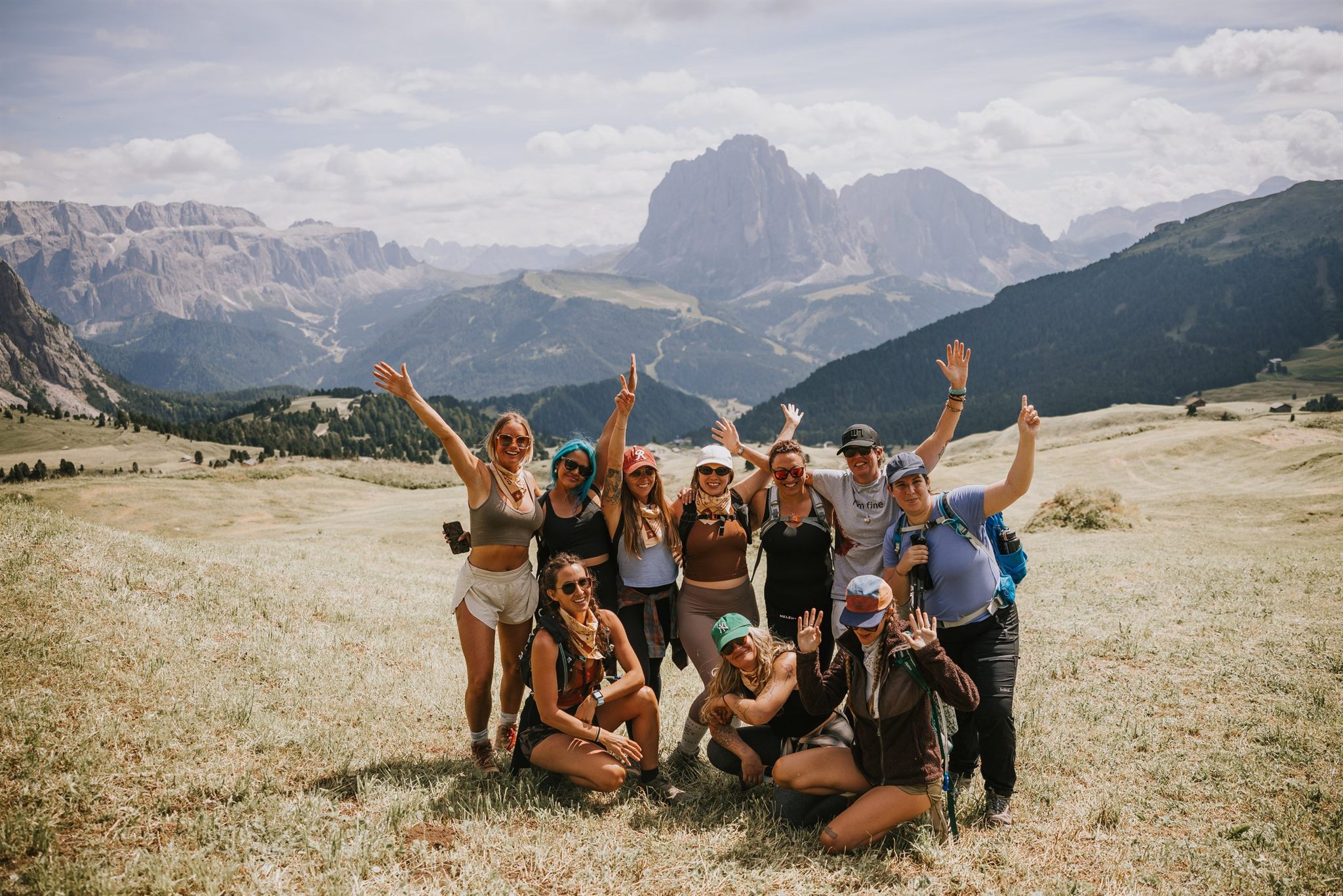 Mountain hut with beer and cheese on a Dolomites women's retreat