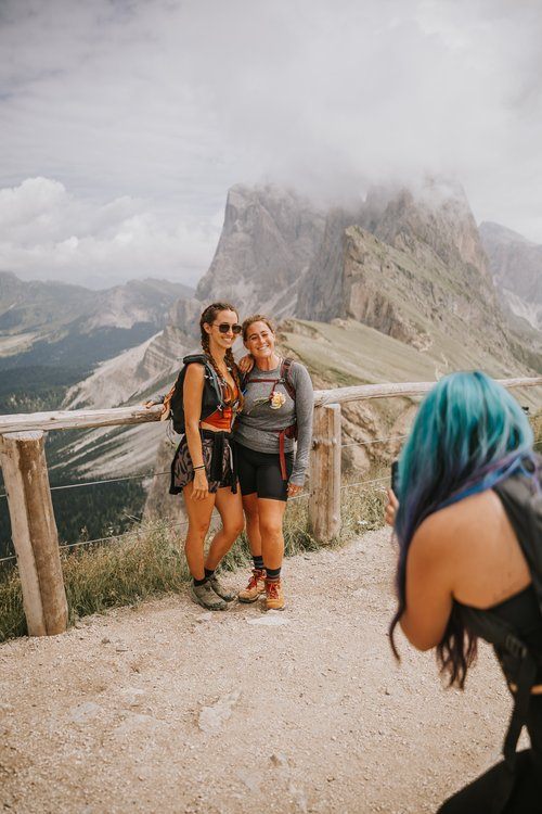 Mountain hut with beer and cheese on a Dolomites women's retreat