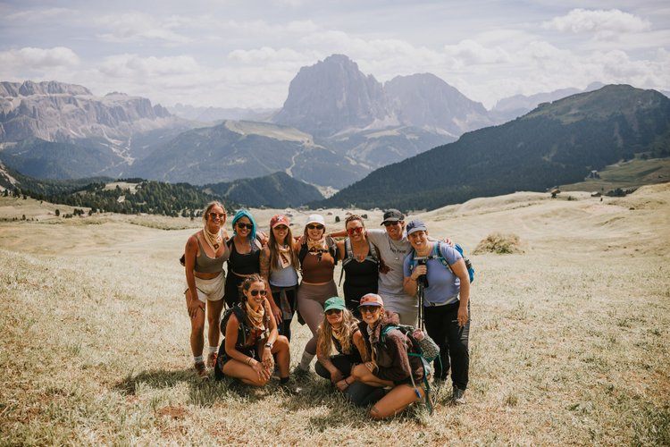 Mountain hut with beer and cheese on a Dolomites women's retreat