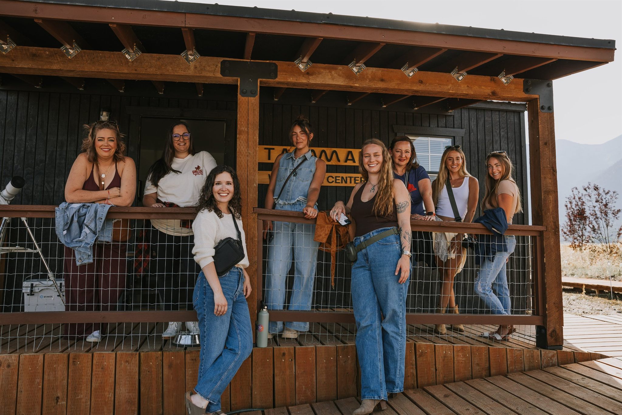 Women's retreat group riding horseback through the Grand Teton valley