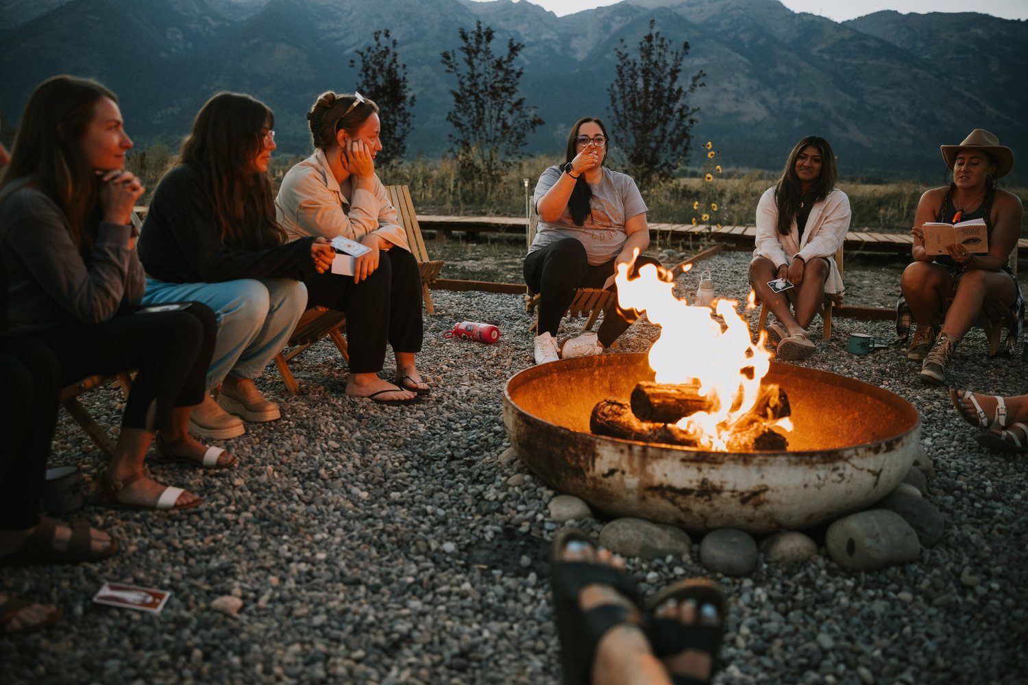 Hot springs soak under an open Wyoming sky on a women's retreat