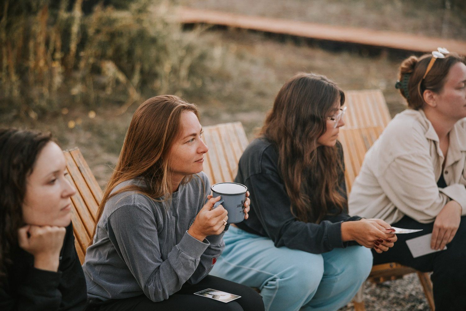 Women gathered outdoors at the Grand Tetons retreat