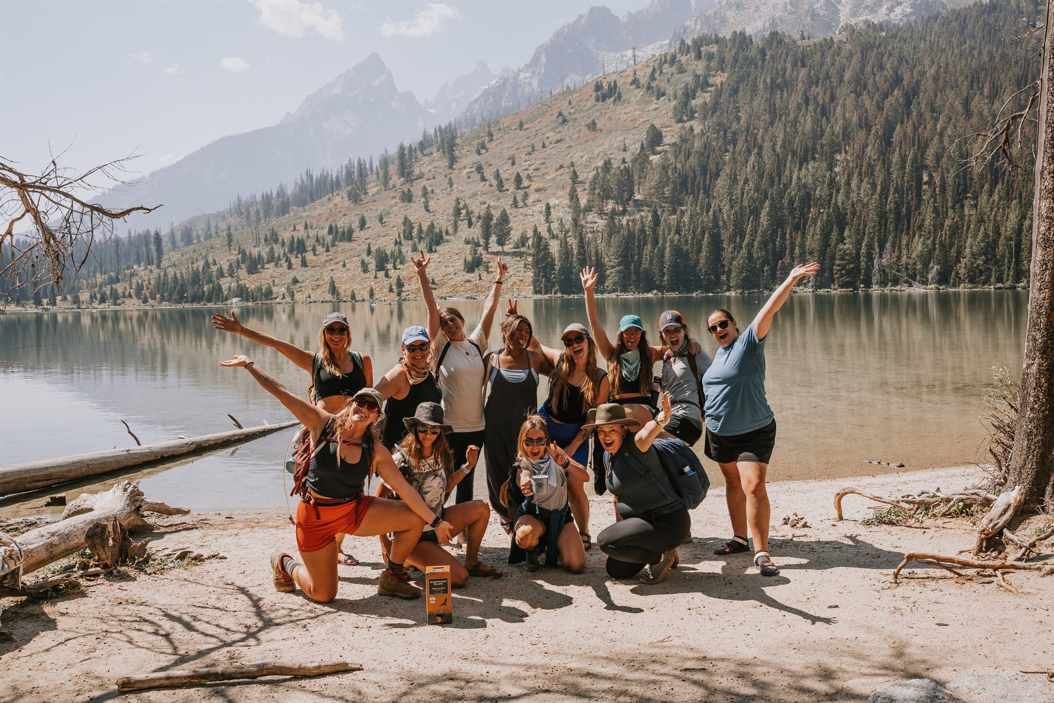 Women's retreat group riding horseback through the Grand Teton valley