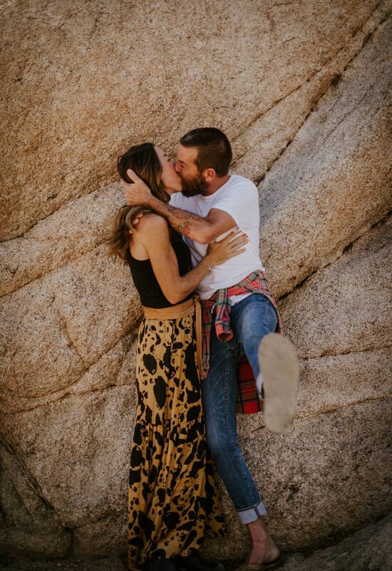Wide shot of the dramatic desert scenery surrounding the engagement session, from later in the session