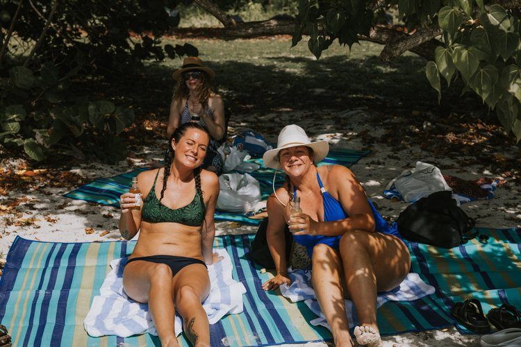Women dancing and celebrating together at the Vieques retreat