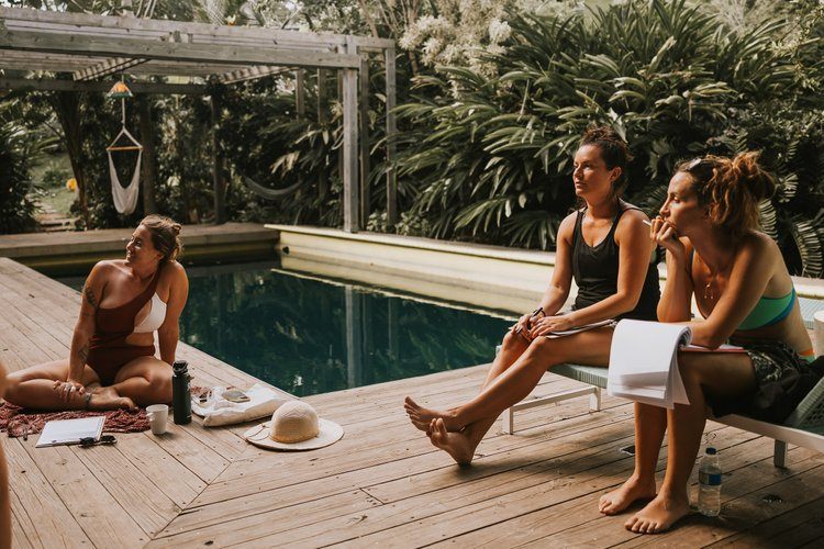 Sunrise yoga session at the women's retreat in Vieques, Puerto Rico, photographed by Lindsey O