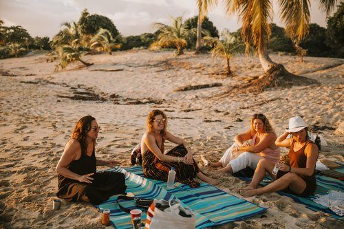 Sunrise yoga session at the women's retreat in Vieques, Puerto Rico, photographed by Lindsey O