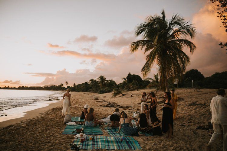 Women's circle gathering during the Ember and Solis retreat in Vieques
