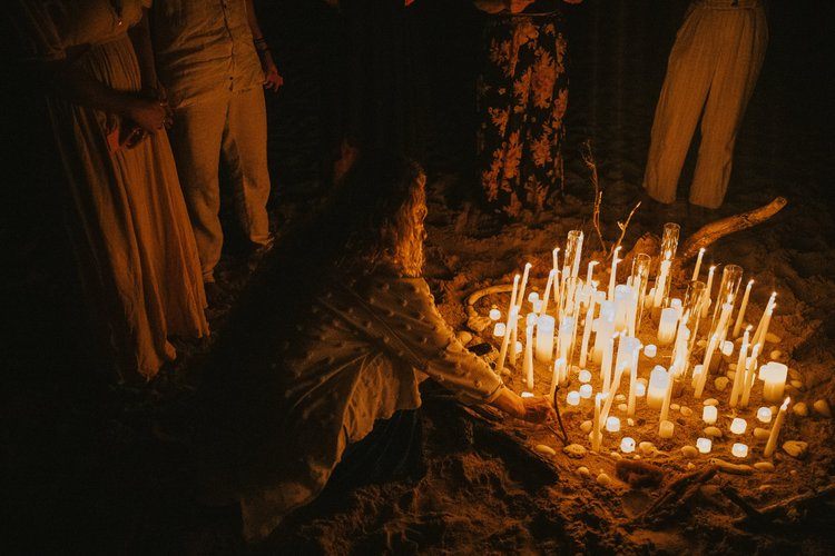 Women's circle gathering during the Ember and Solis retreat in Vieques