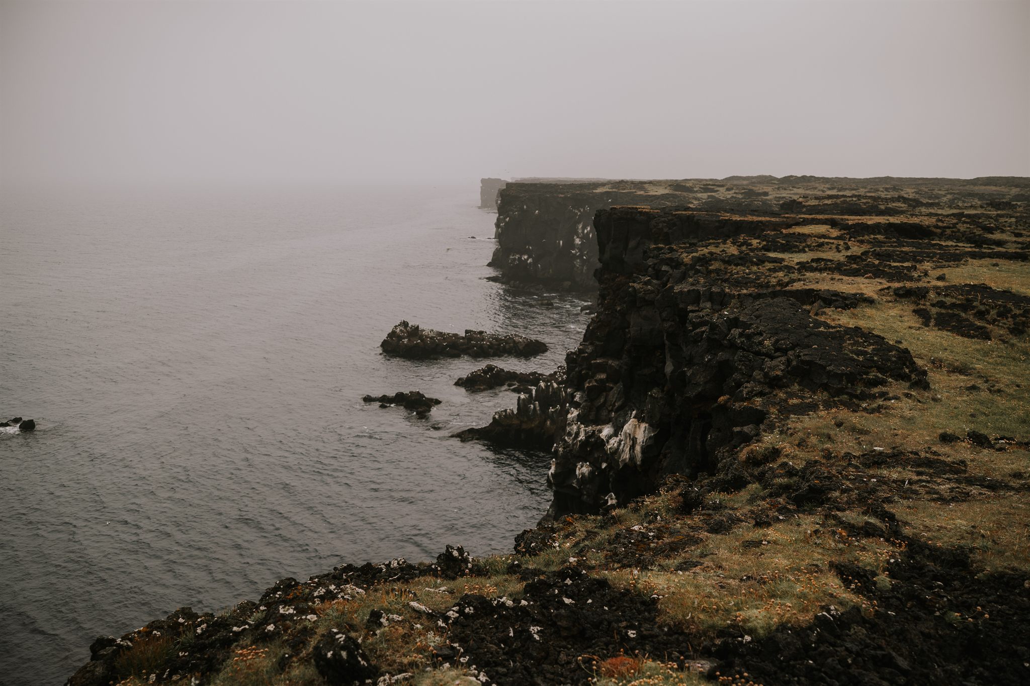 Midnight light over the Iceland coastline