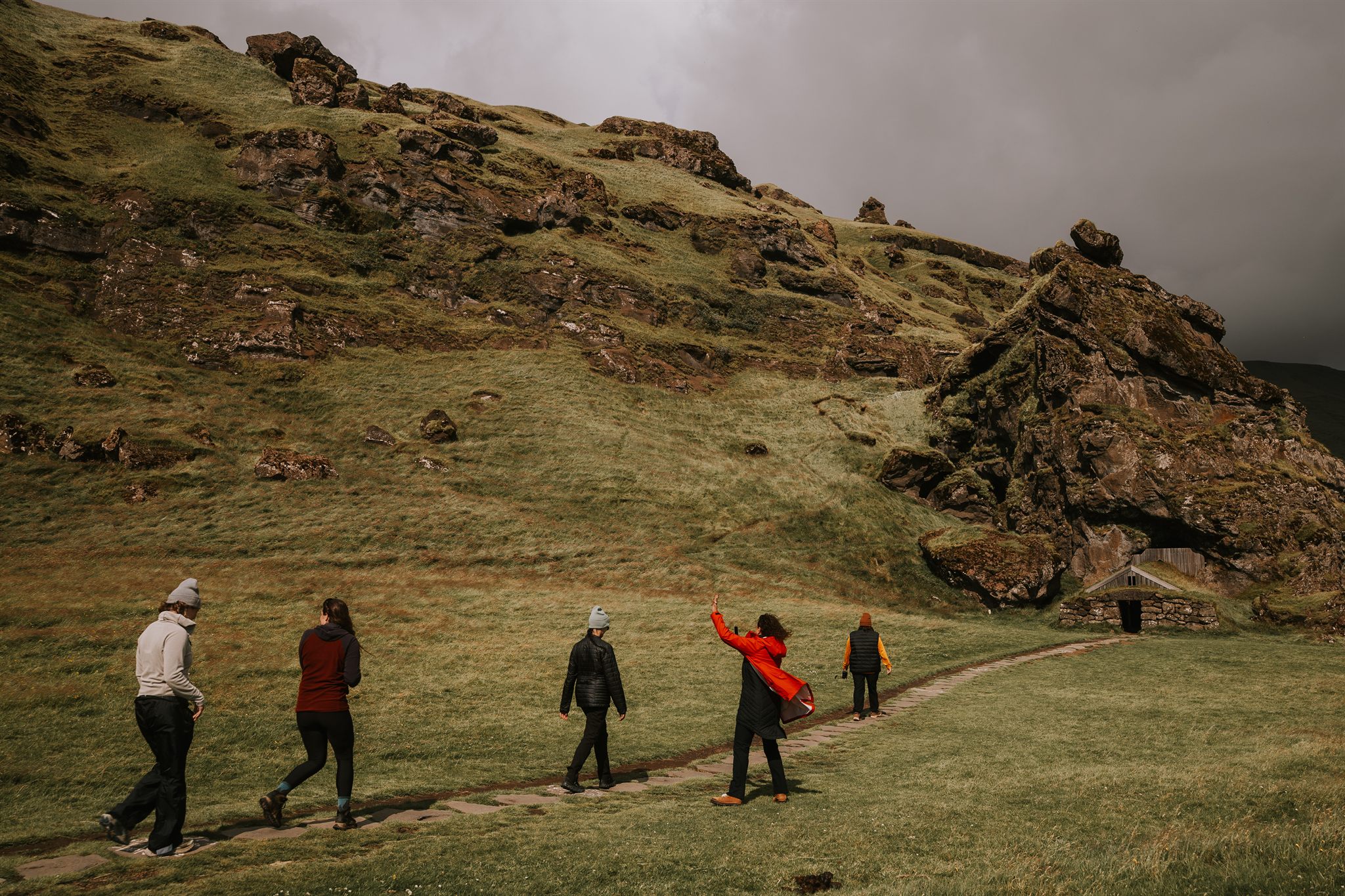 Dramatic Icelandic scenery under a bright summer sky