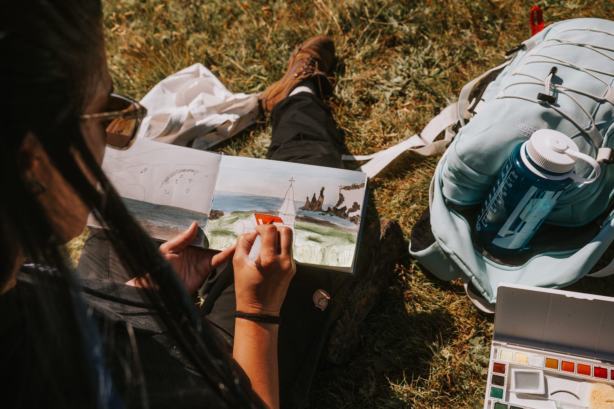 Women gathered outdoors on the Iceland summer retreat