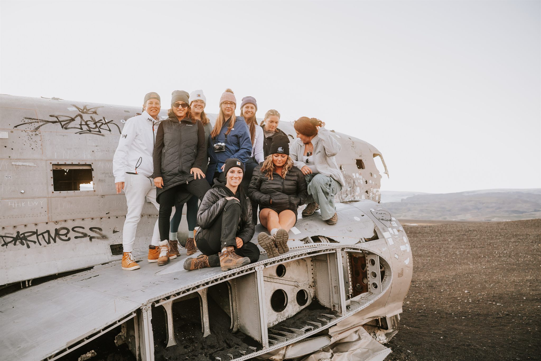 Women gathered outdoors on the Iceland summer retreat