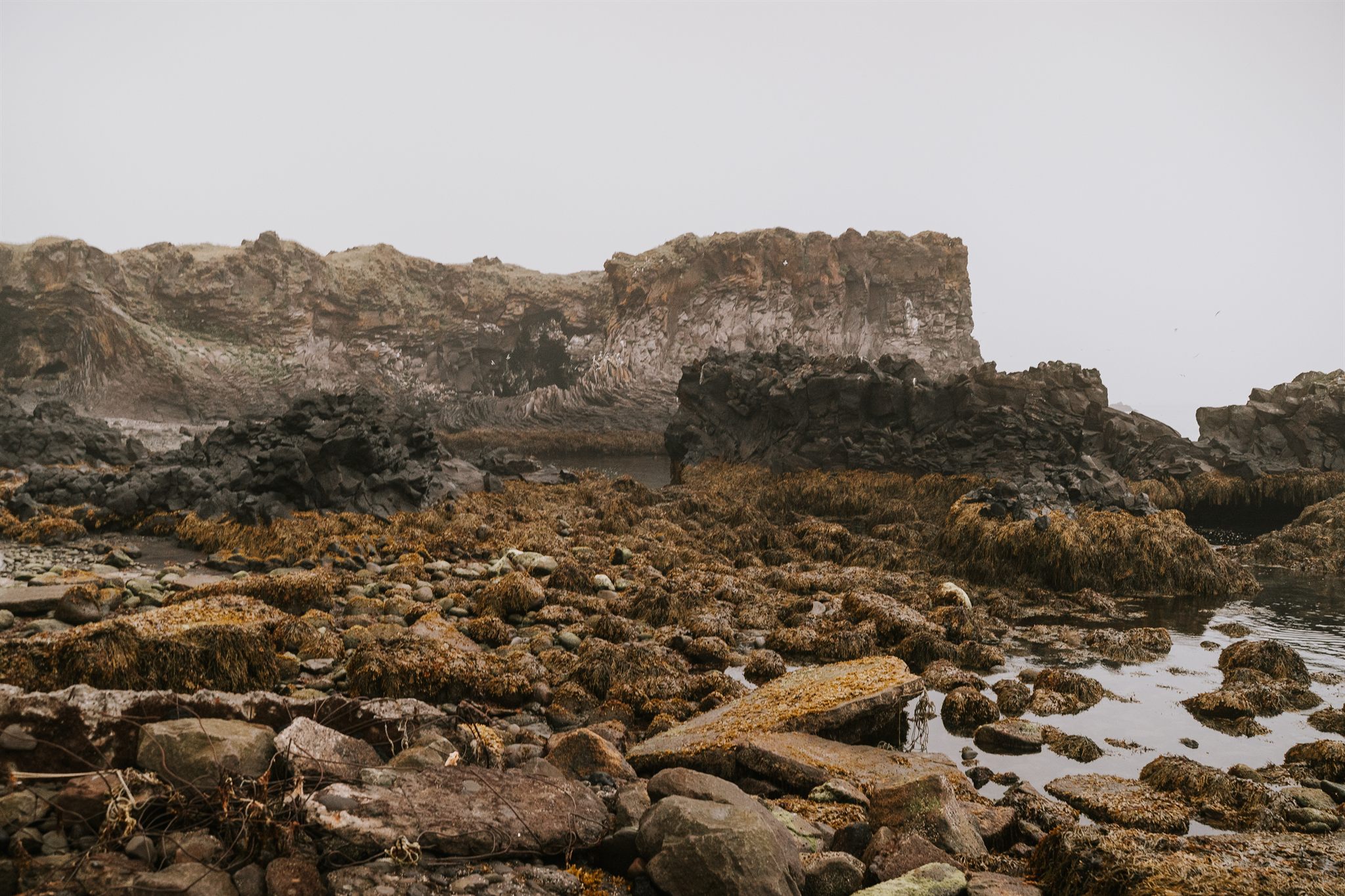 Dramatic Icelandic scenery under a bright summer sky