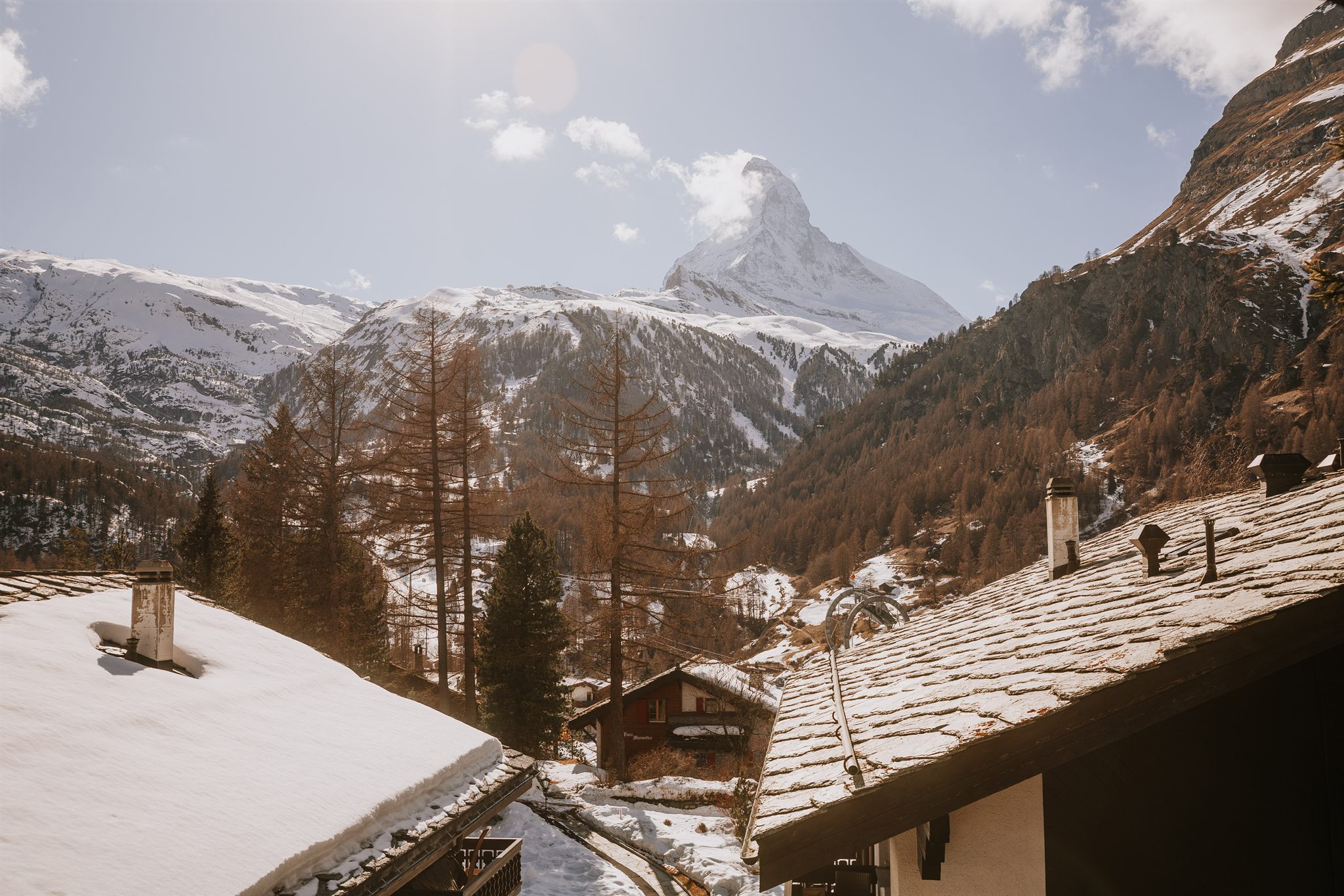 The Matterhorn seen from Zermatt Switzerland