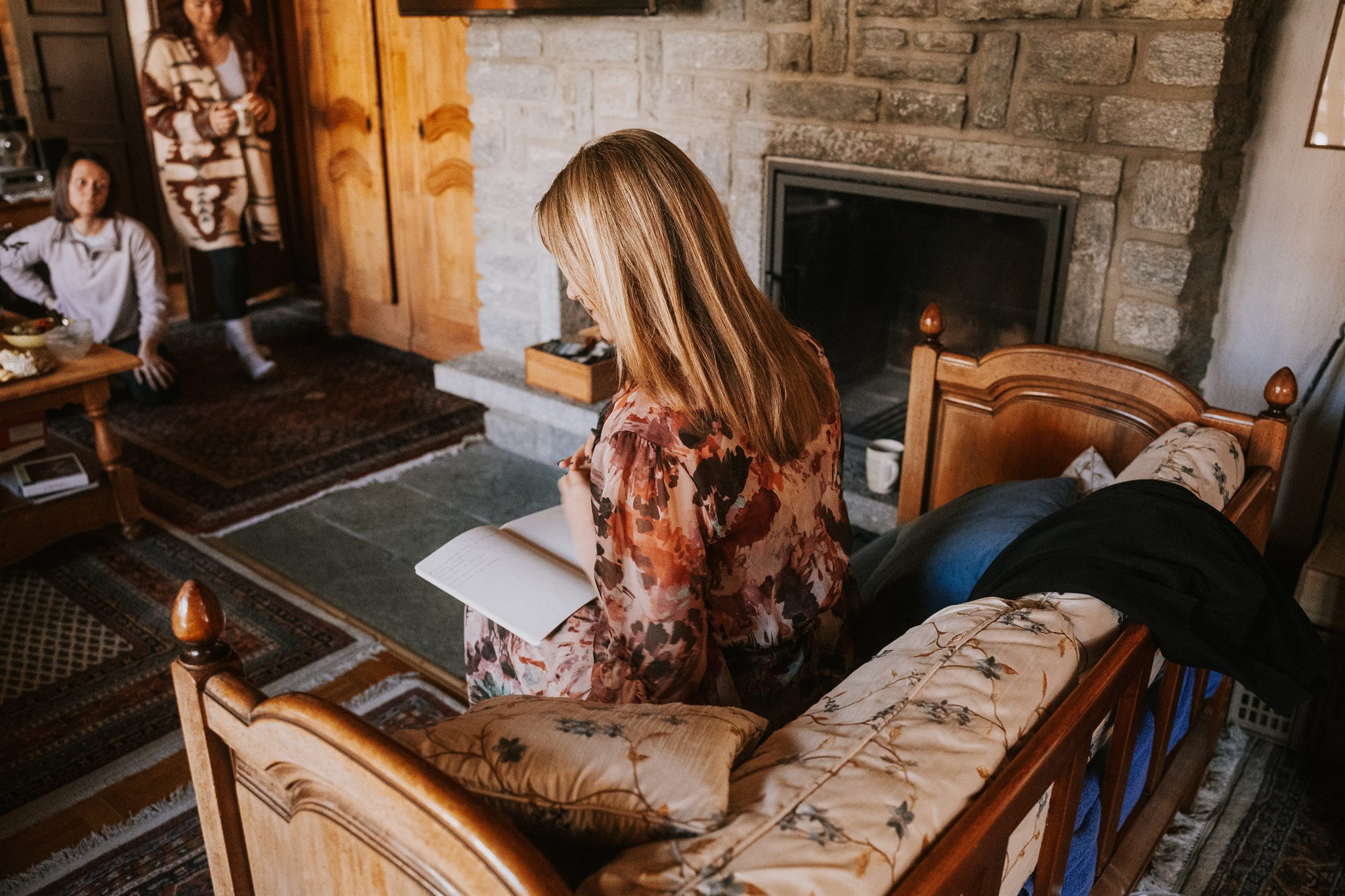 Women writing and creating together at a Zermatt retreat