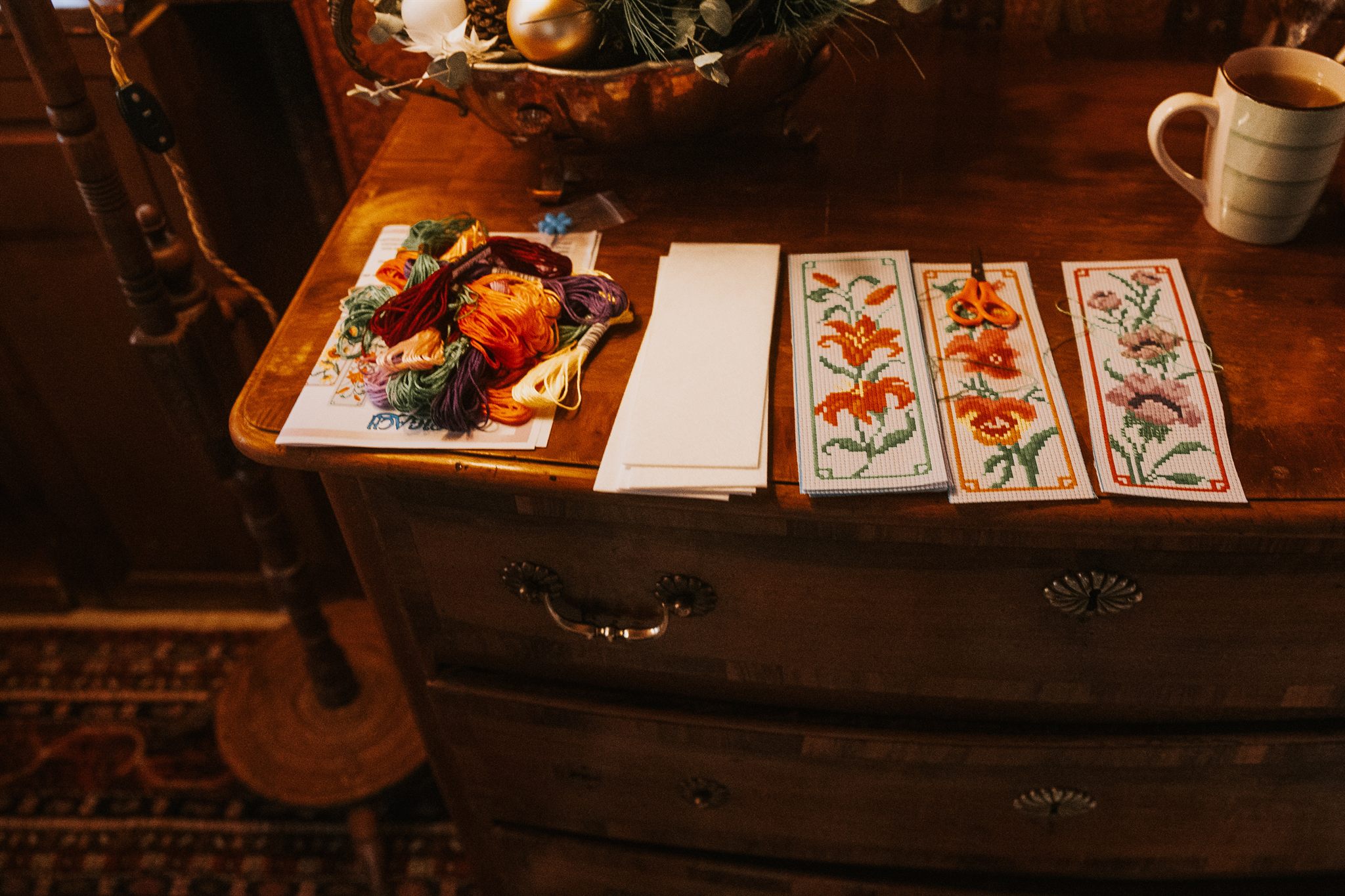 Handmade paper and pressed flowers at a creative retreat