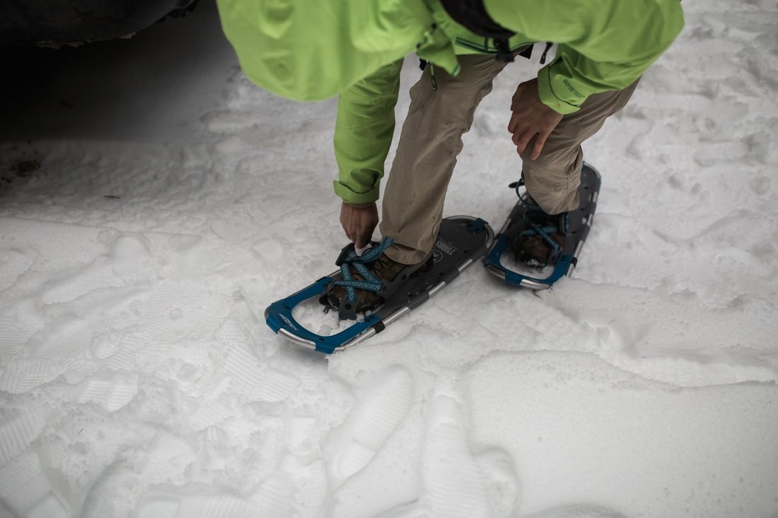 Snow-covered trail on the hike to Goldmeyer Hot Springs, Washington